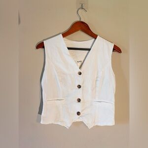 White Cotton button up vest Size M